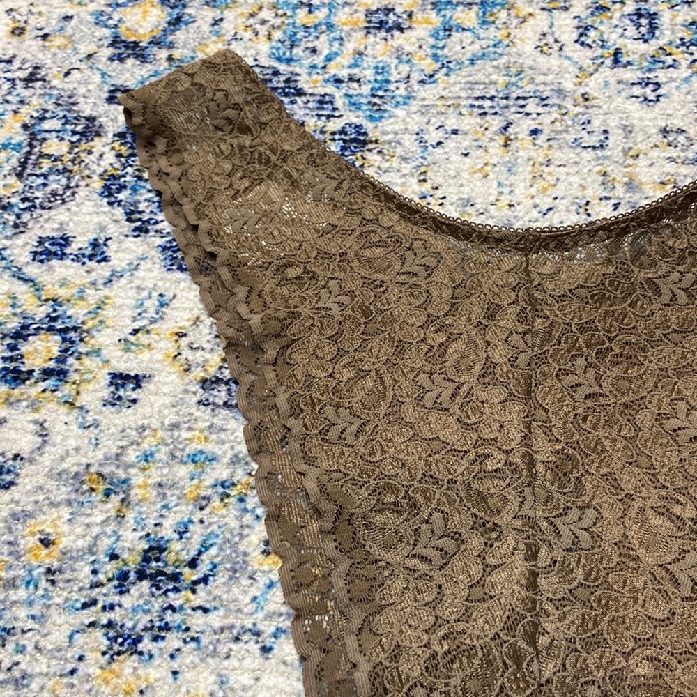 NWT Vintage Intimates by Lane Bryant Bronze Lace Bow Accent High Cut Thong 18/20 - Picture 9 of 9